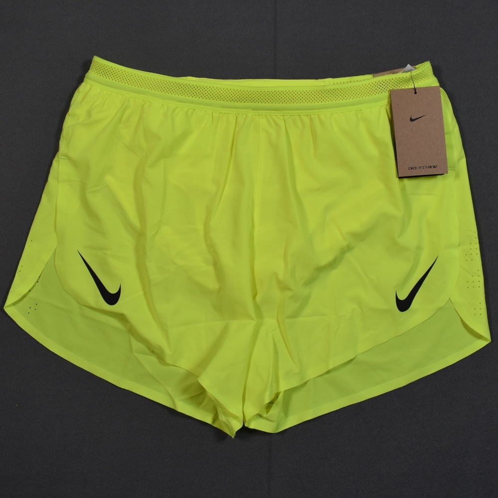 Nike AeroSwift Mens Dri-FIT ADV 4" Running Shorts Volt Black Brief-Lined Medium